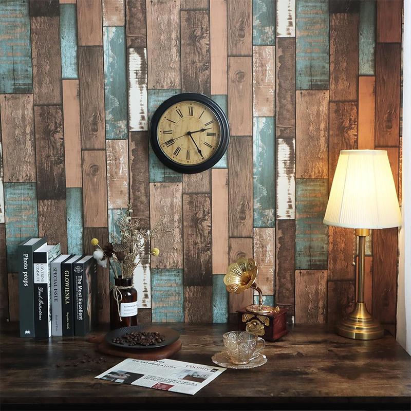 Reclaimed Wood Peel and Stick Wallpaper–Plank Multicolored Vintage Barnwood - Self Adhesive Backsplash,Vinyl Roll Contact Paper