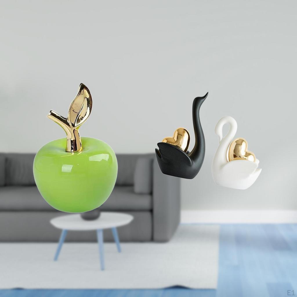 Ceramic And Swan Figurines Sculpture Ornament for Home Cafe Study Room Tabletop Art Decoration