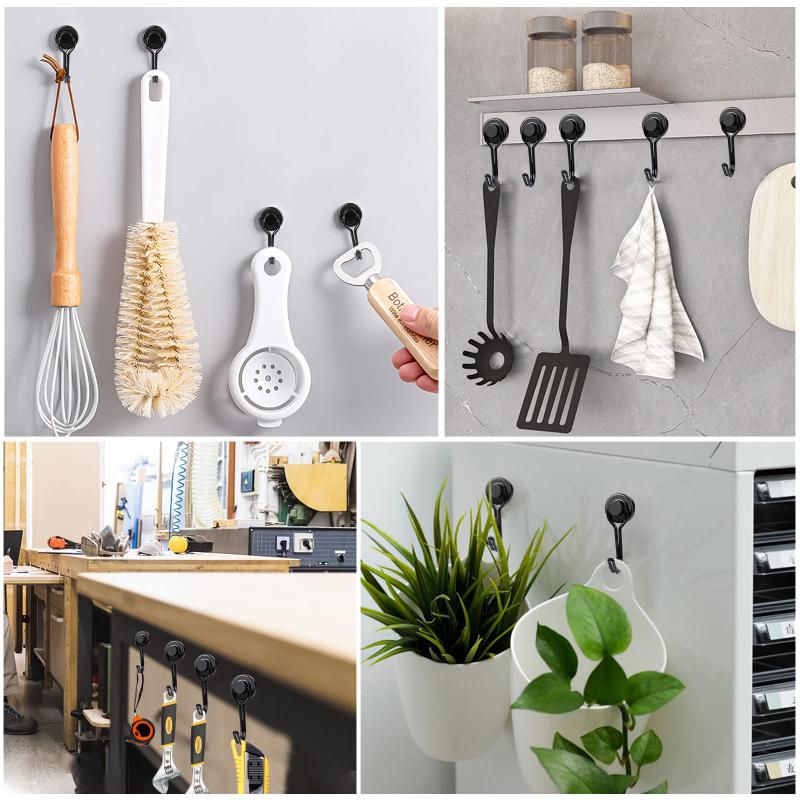 Strong Magnetic Hook Magnetic Hook Strong Neodymium Magnets Hooks for Home Refrigerator Kitchen Key Holder Black Multi-Purpose