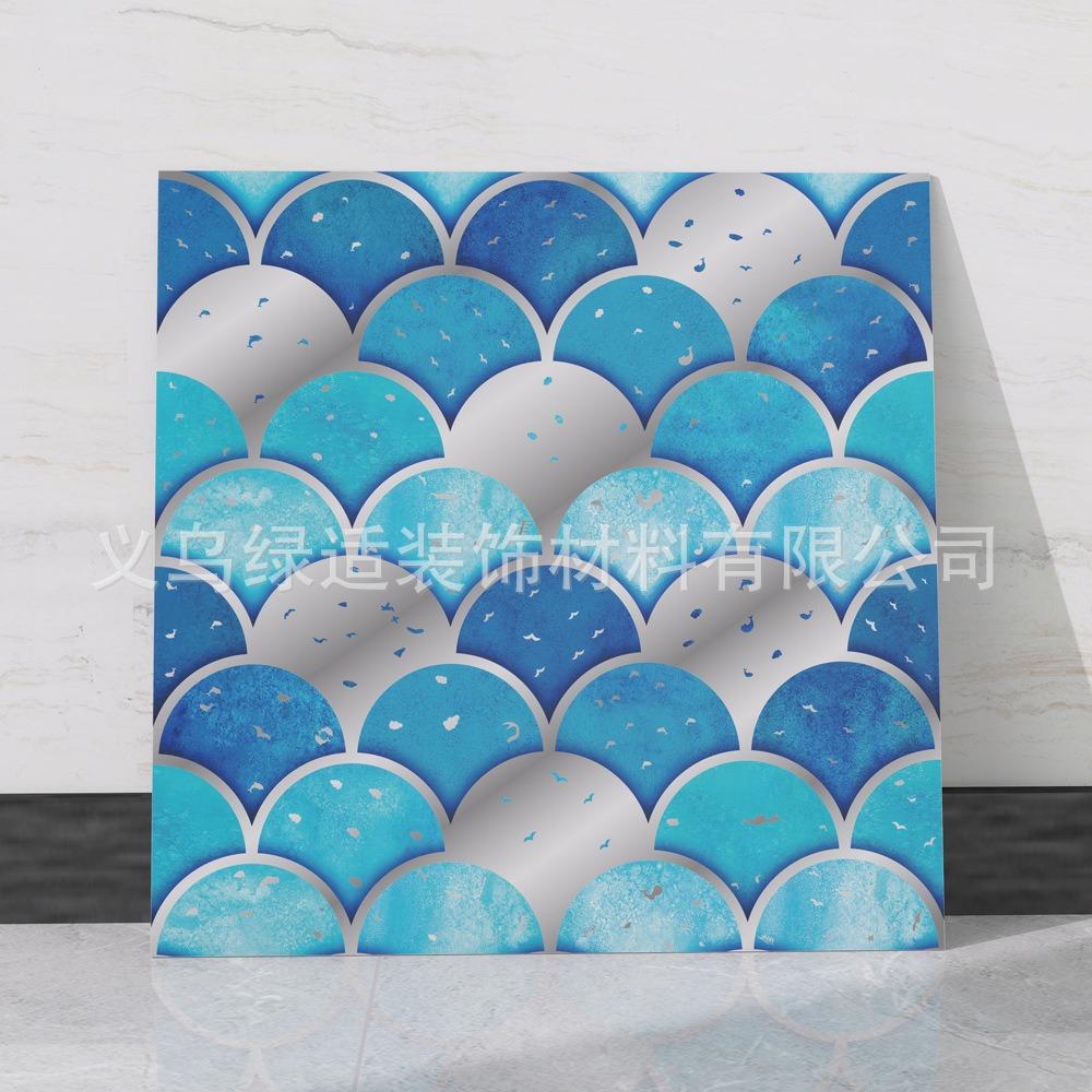Black Gold Geometric Marble Pattern Self-Adhesive Wallpaper Tile Sticker for Bathroom Living Room Luxury Decor