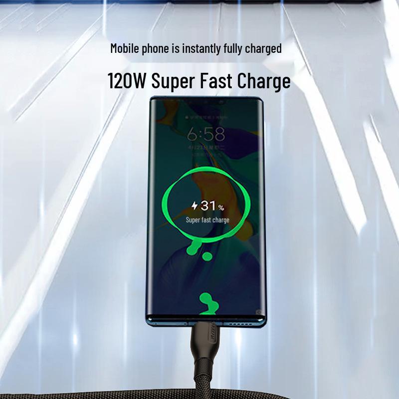Lan Jing 120W 6A Super Fast Type-C Cable for Huawei - Durable Fabric Charging & Data Transfer