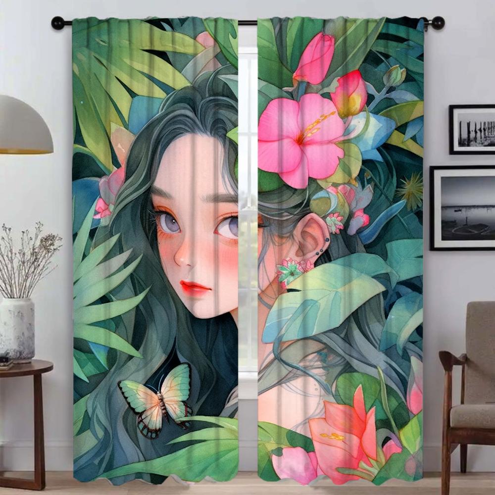 Tropical Plant Home Interior Curtains for Living Room Blackout Curtain Halloween Decoration Shades Tulle for Bedroom Partition