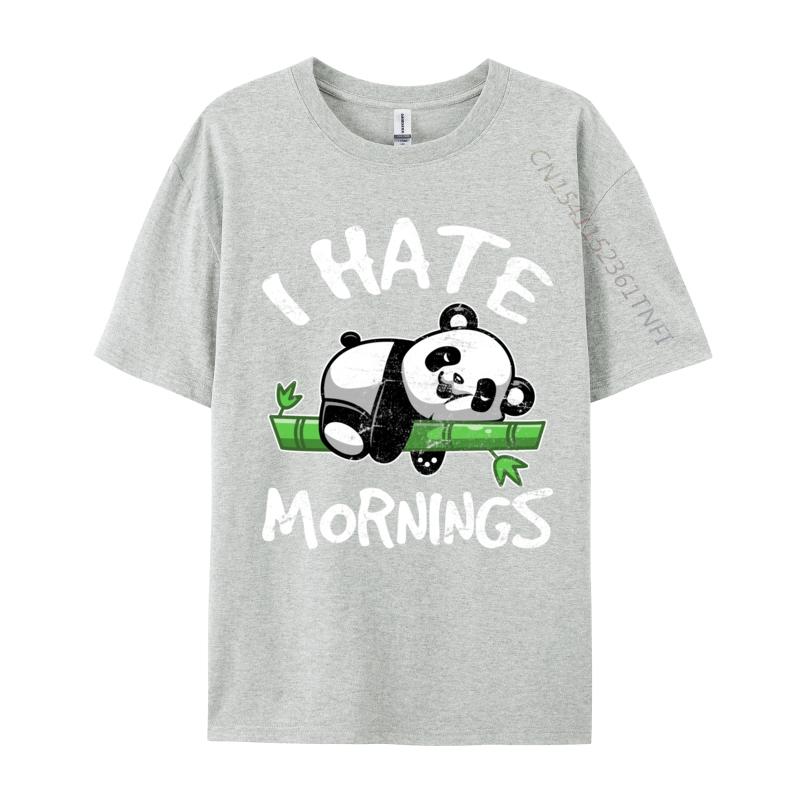 I Hate Mornings Cute Panda Bear For Panda Lover Printing T Shirts Wholesale ONeck 3d Printed Cotton Unisexs Tops Tees
