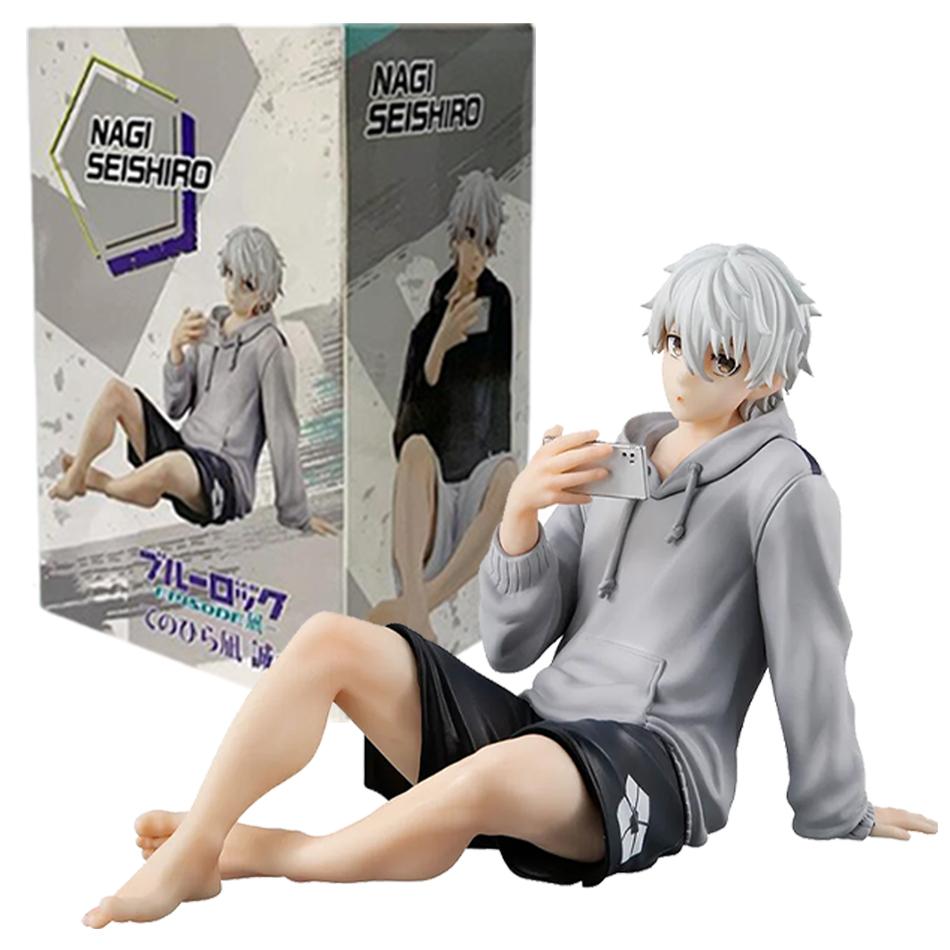 Blue Lock Anime Sitting Palmar Center Cute Nagi Seishiro Figure Model PVC Desk Decoration Toys Kids Birthday Gifts
