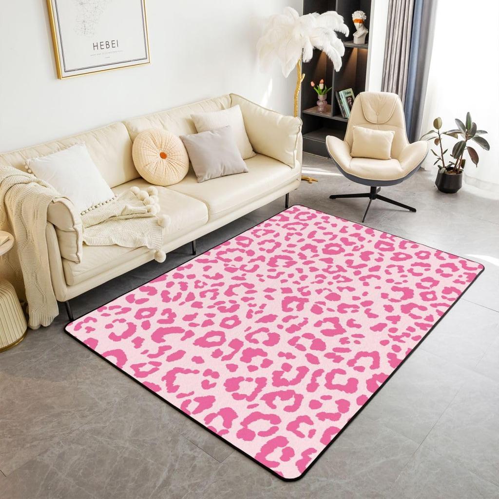 Erosebridal Lucky 8 Ball Area Rugs for Living Room 3x5 Leopard Print Cherry Non Slip Rug Trendy Cheetah Decorative Washable Rug Modern Funky