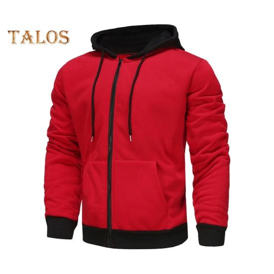

Мужская осенне-зимняя толстовка с капюшоном, длинными рукавами, однотонная, на шнурке, с застежкой-молнией, пальто, кардиган, эластичные манжеты и карманы на подоле, спортивная куртка XXL красный