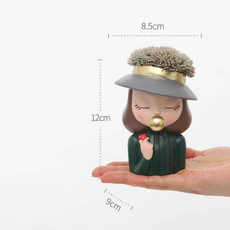Modern Girl Garden Pot for Succculents Plants Planter, Creative Portrait Figurine Decorative Flower Pots, Home Desktop Decor