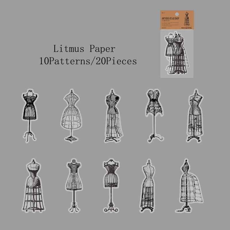 10 Pieces/bag Retro Litmus Paper Sticker Kit for DIY Scrapbook Art Collage Book Creative Sticker LXY