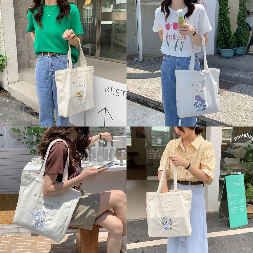 

1Pcs Fresh Flower Shoulder Bag Mother Bag Tote Bag Modern Embroidery Handbag