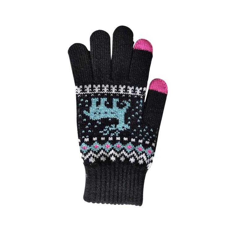 Winter Cold-proof Thin Plush Women's Gloves New Style Wool Plus Velvet Touch Screen Cycling Warm Knitted Gloves
