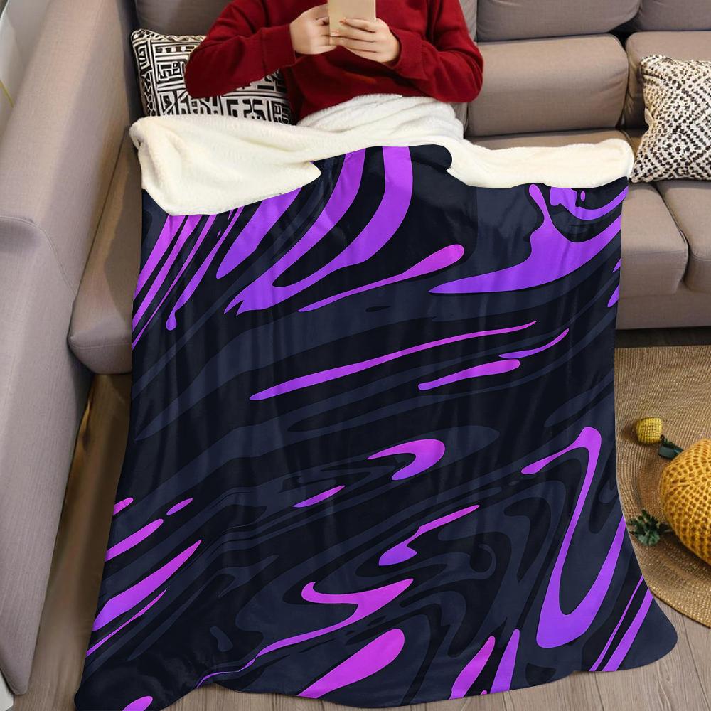 Neon Purple Swirl Flannel Blanket Warm Soft Halloween Christmas Couch Warm Cozy Decorative Decor Gift for All Season