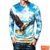 Funny 3D Eagle Print Men's T Shirts Autumn Trend Long Sleeve T-shirt Casual O-neck Loose Tops Fashion Animal Pattern y2k Clothes