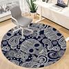 1pc Skull Paisley Office Round Area Rug, Indoor Mat Suitable ForOffice, Under Office Chairs Bedroom Living Room Home Decor, Room Deco 014