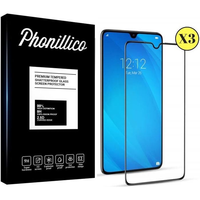 Verre Trempé - Phonillico® - Huawei P30 PRO - Pack de 3 - Transparent - Bord Noir - Résistant aux rayures