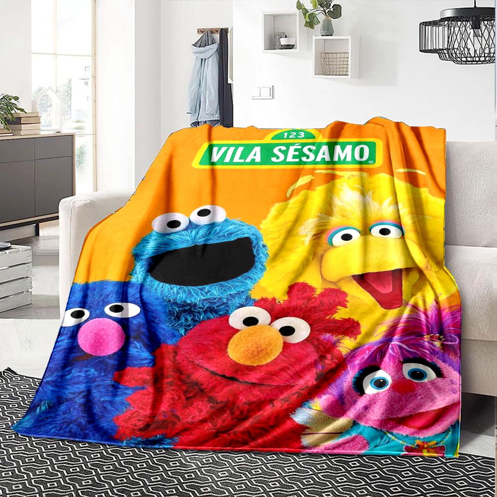 Sesame Street Theme Printed Blanket - Perfect for Couch, Bed, Travel & Outdoor Use | Machine Washable, Cozy & Durable.