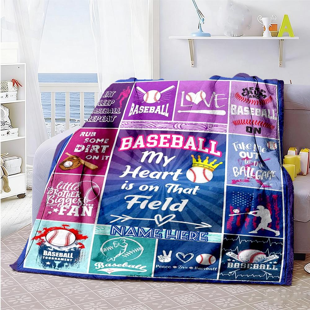 Play Ball Customize Your Name Blanket Cozy Customizable Blanket Durable Comfort Throw For Home Decor Office Couch Office Chair Ideal for All Seasons