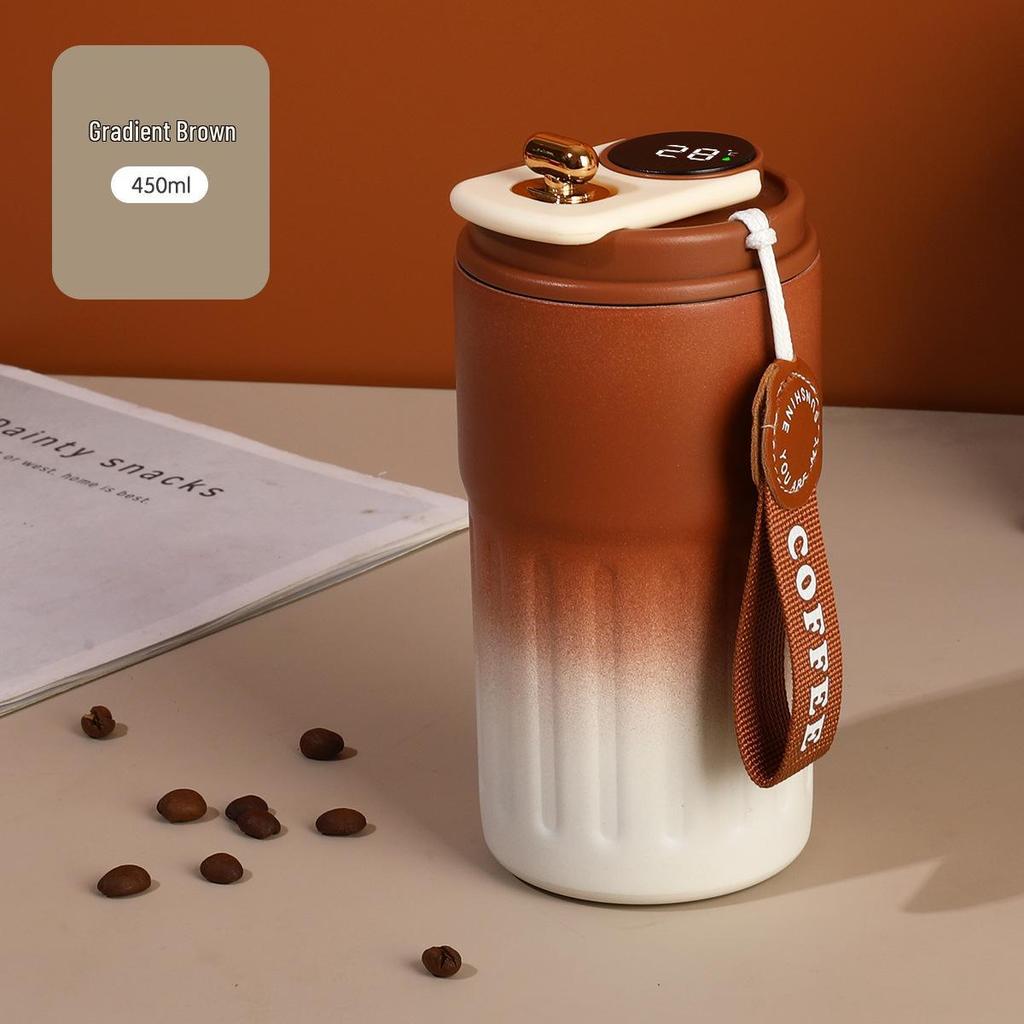 Smart Stainless Steel Temperature Measuring Coffee Travel Mug - Sleek Design, Unisex