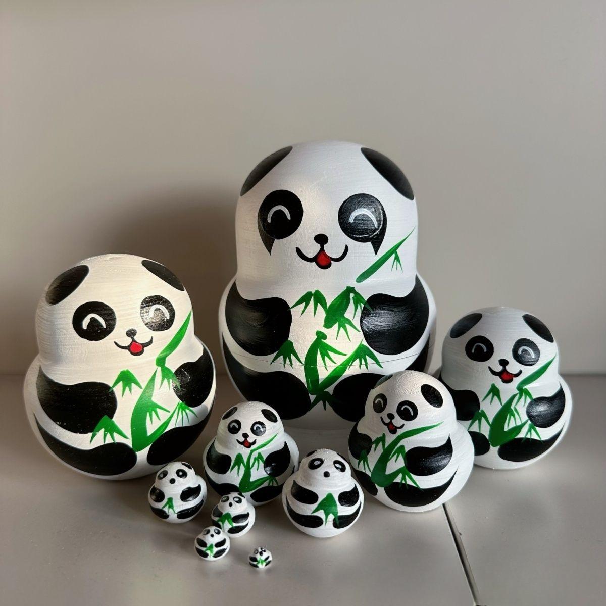 

Русские матрешки Русская игрушка Панда Матрешка Липа Ручная работа Ручная работа 10-слойная Панда Дети Дуинь Креативное украшение 10 Layers