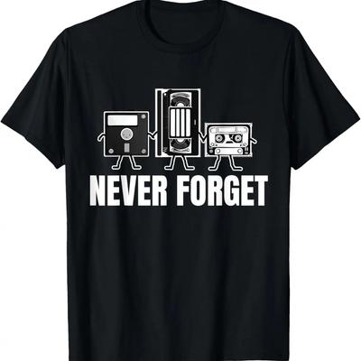 Never Forget Cassette Tape VHS Gamer Meme Mens Funny T-Shirt