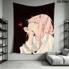 Darling in the Franxx 02 Wall Tapestry Aesthetic Wall Hanging Printed Fabric Blanket Decorative Tapestries for Bedroom Living Room Home Decor