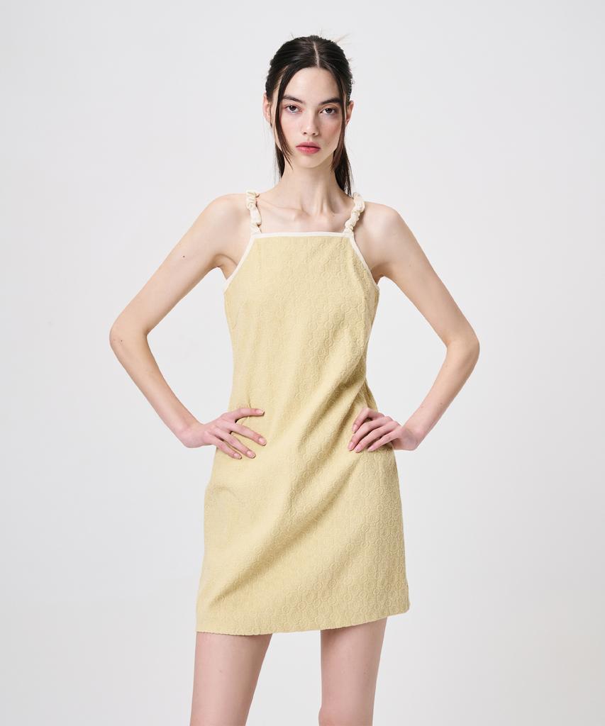 Etmont Slip Floral Jacquard Mini Dress, Yellow