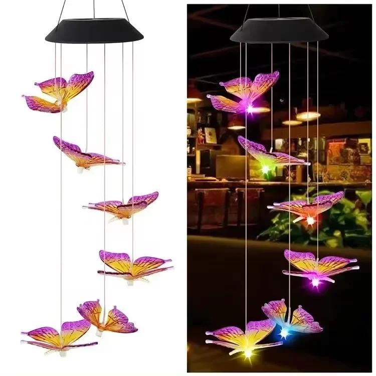 

Christmas Solar Wind Chime Crystal Ball Hummingbird Wind Chime Lamp Waterproof Outdoor Use for Courtyard Garden Yard Decoration