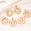 4Pcs Exaggerated Circle C-Shaped Large Ear Clip for Women Simple Chunky Gold Plated Thick Earrings Set Fashion Jewelry Gifts New