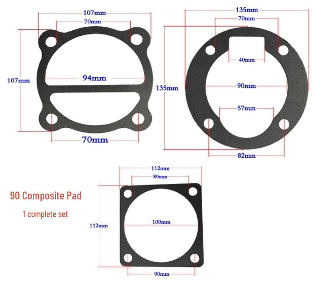 Air Compressor Head & Cylinder Seal Kit: Paper, Steel Wire, Asbestos Gaskets & 3P Air Rod Gasket