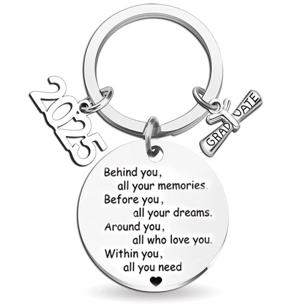 Engraved School Graduate Pendant Gifts Stainless Steel Commemorative Keyring  Ceremony Gifts