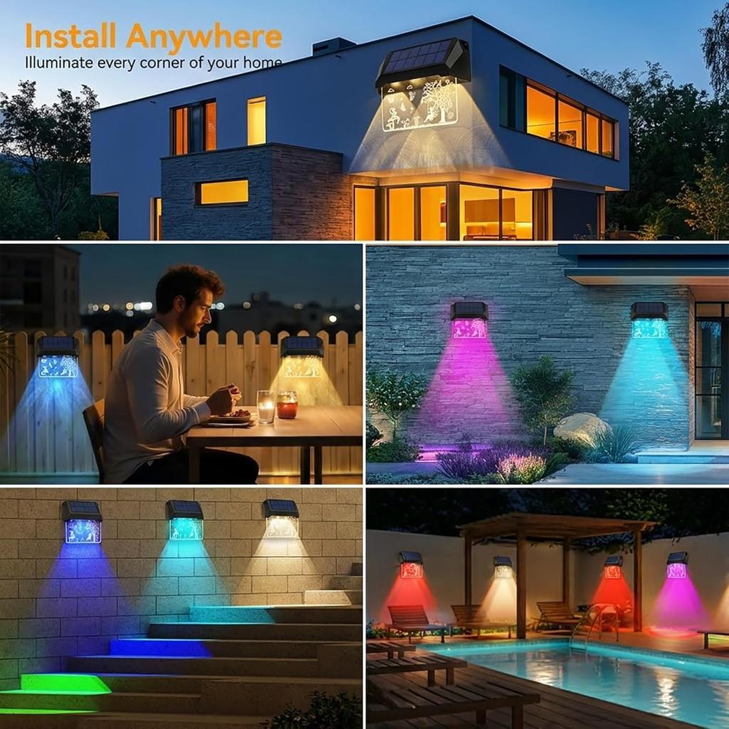 2/4pcs Solar Fence Lights Outdoor 10 Colors Change 3D Fairy Butterfly Art LED Wall Lamp Waterproof Garden Decor for Patio Yard