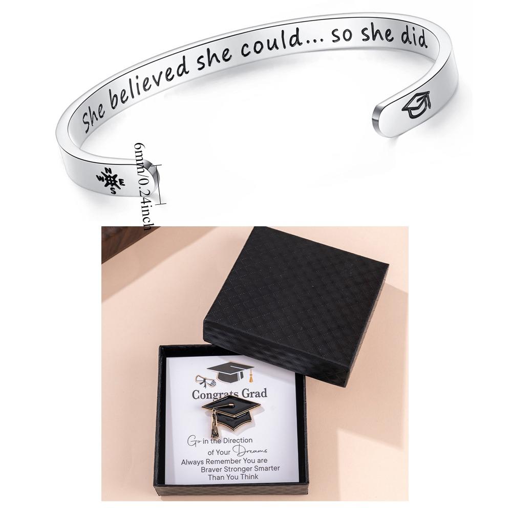 Grad Cap Box Graduation Gifts for Her Adjustable Bracelet Bangle Brooch for Middle School High School College Grads Card Box