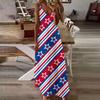 Women's Loose Independence Day Casual Slim V-neck Color Imitation Cotton Fashion Overalls Skirt