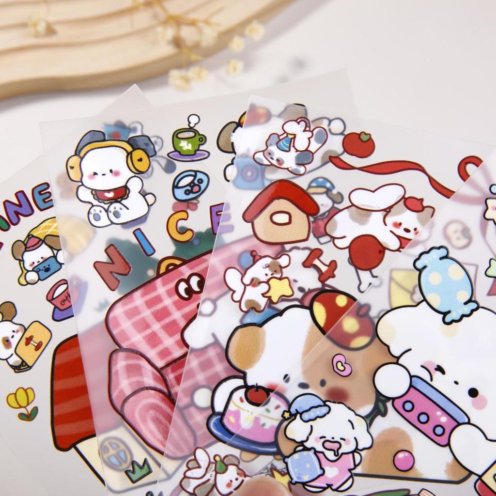 Cute Cartoon Puppy Embossed Journal & Phone Case Decoration Stickers