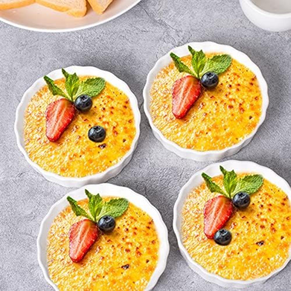 6pcs Round Creme Brulee Ramekins Ceramic Souffle Dishes Individual Serving Tart Baking Pan  Bakery