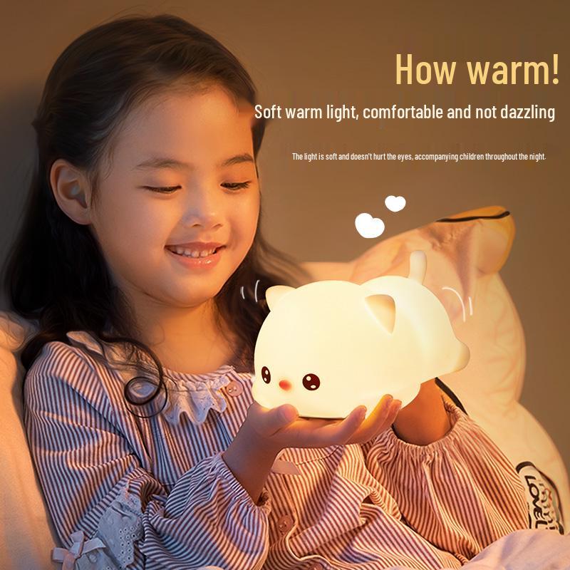 Silicone Cat Night Light: Rechargeable Bedside Lamp for a Cozy Atmosphere
