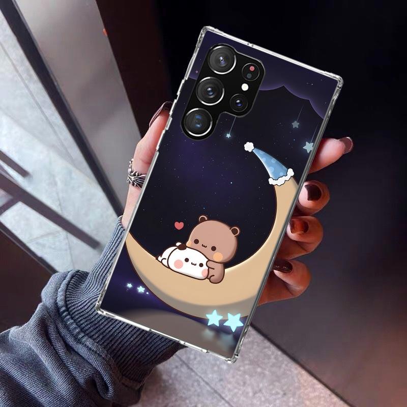 Cute Peach Goma Cat Phone Case For Samsung Galaxy S26 S25 Edge S24 S23 Ultra S22 Plus S21 S20 FE Soft TPU Back Cover Funda Galax