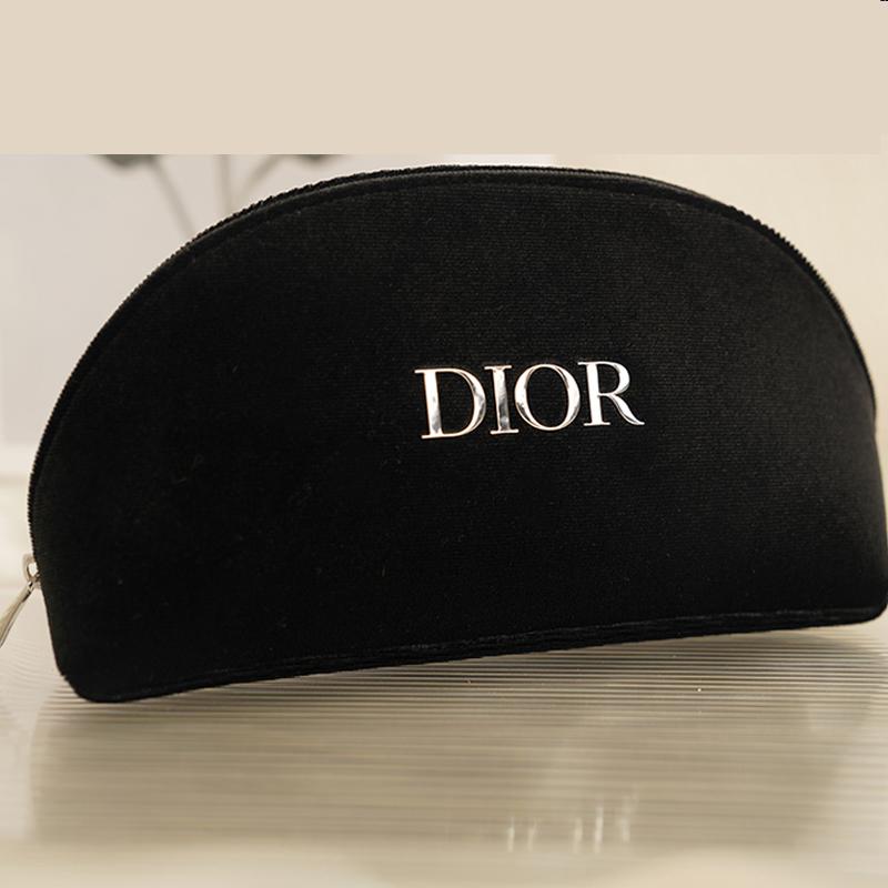 Dior Beauty Sacchetto Cosmetico Semicerchio in Velluto Nero, Organizer per Trucco Elegante