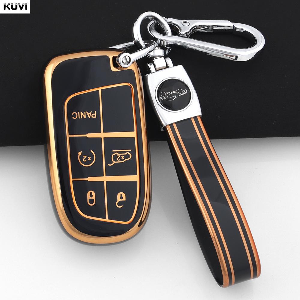 Golden 5 Button TPU Car Remote Key Case Cover Shell for Jeep Renegade Frand Cherokee Dodge Journey Charger Chrysler 200 300 300