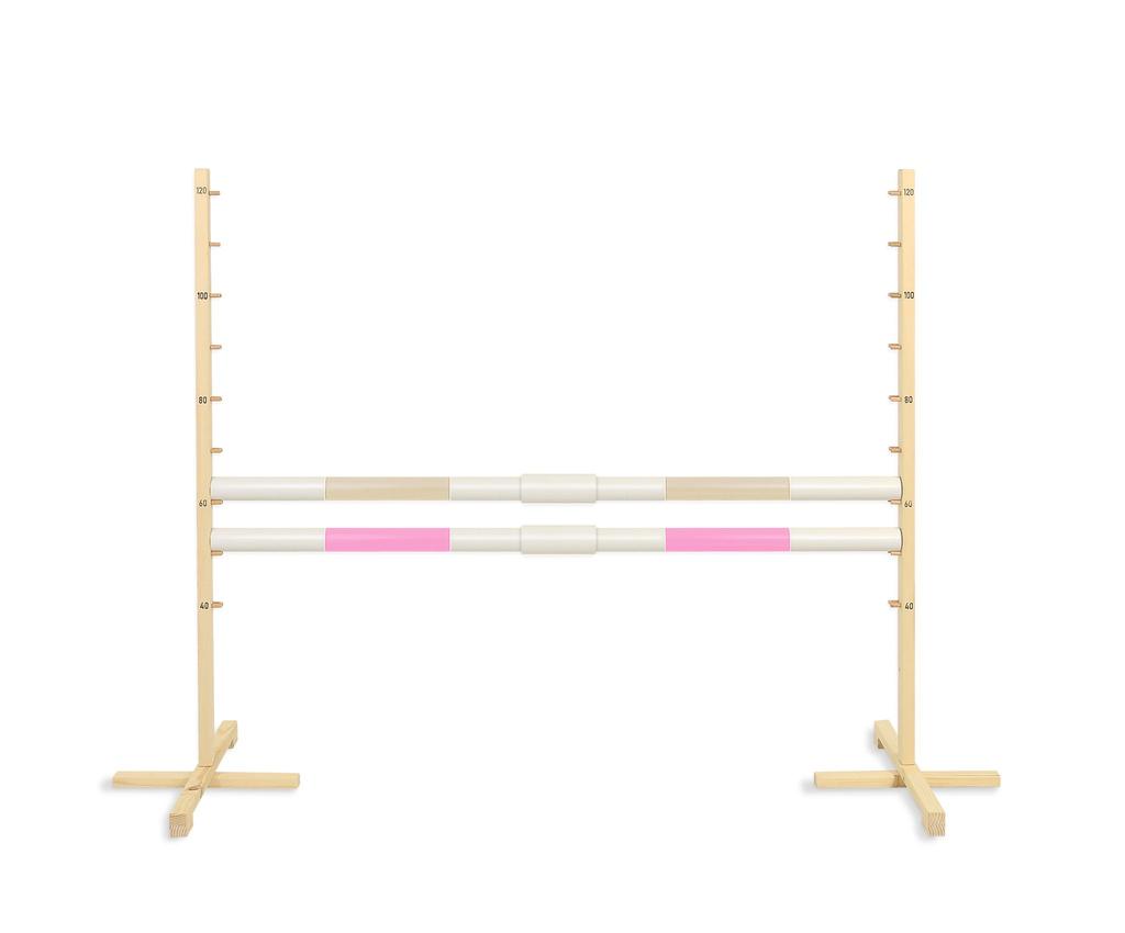 Sprunghindernis für Hobby Horse 160cm, H-120cm, Zwei Stangen - Beige und Hellrosa