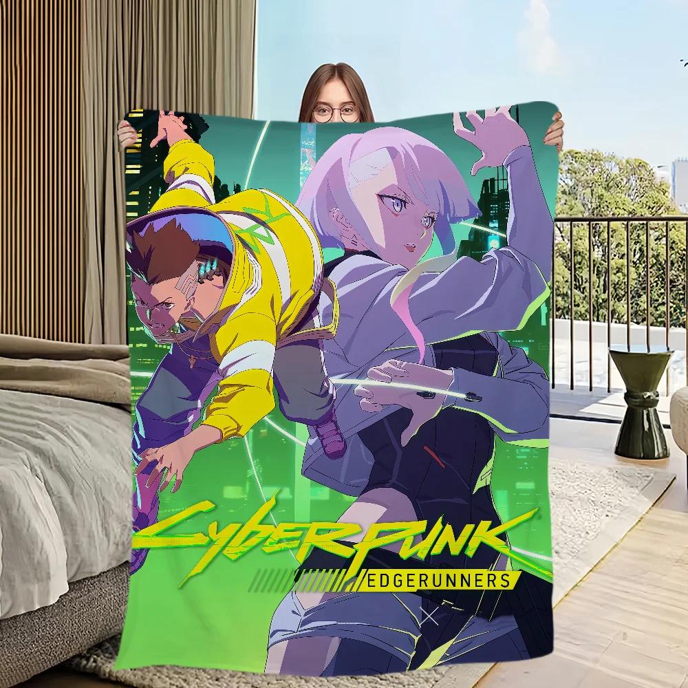 Cyberpunk Edgerunners Blanket Soft Cozy Plush Throw for Living Room Office Bedroom Perfect Birthday Gift for Kids and Gamers