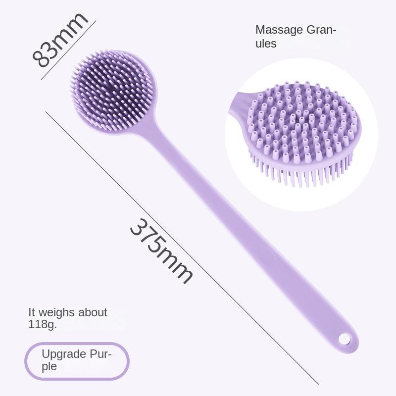 Double-sided Long Handle Thickened Silicone Bath Brush Bathroom Toilet Back Massage Soft Bath Brush
