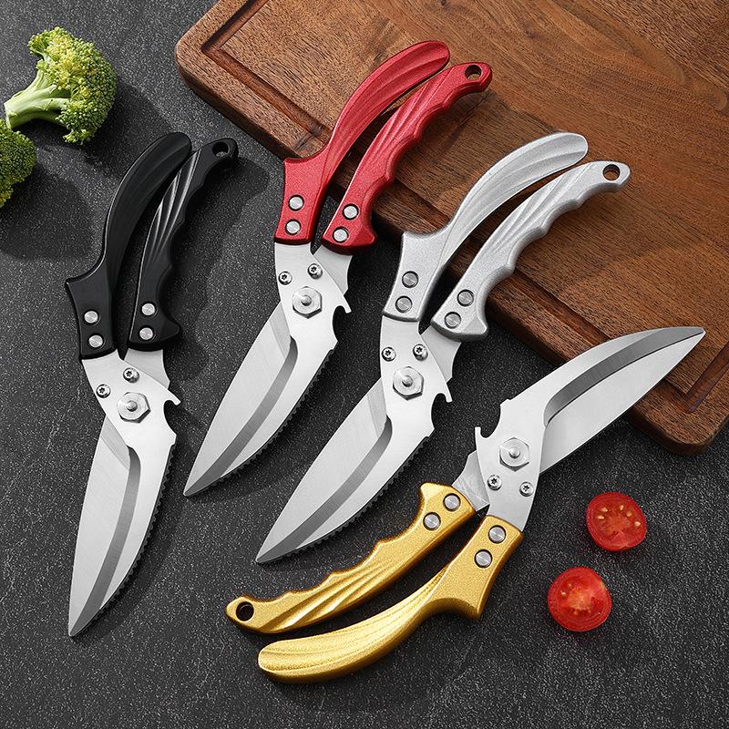 Tijeras de Cocina Multifuncionales de Alta Dureza con Mango de Aluminio para Cortar Huesos de Pollo, Pato y Ganso
