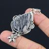 Natural Spider Web Jasper Gemstone Pendant Flower 925 Sterling Silver For Girls