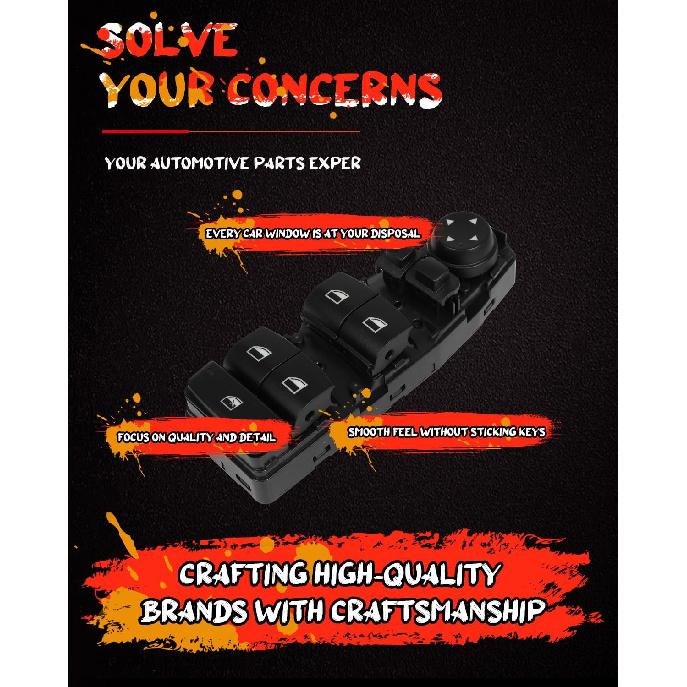 CCIYU Master Power Window Switch 61319238239 61319179913 61319241955 Front Left Driver Side Window Control Switch Fit 2009-2016 for BMW 528i