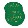 Inkdotpot 100 - Confezione da 100 etichette in carta stagnola color oro vero Love Is Sweet bomboniera da appendere