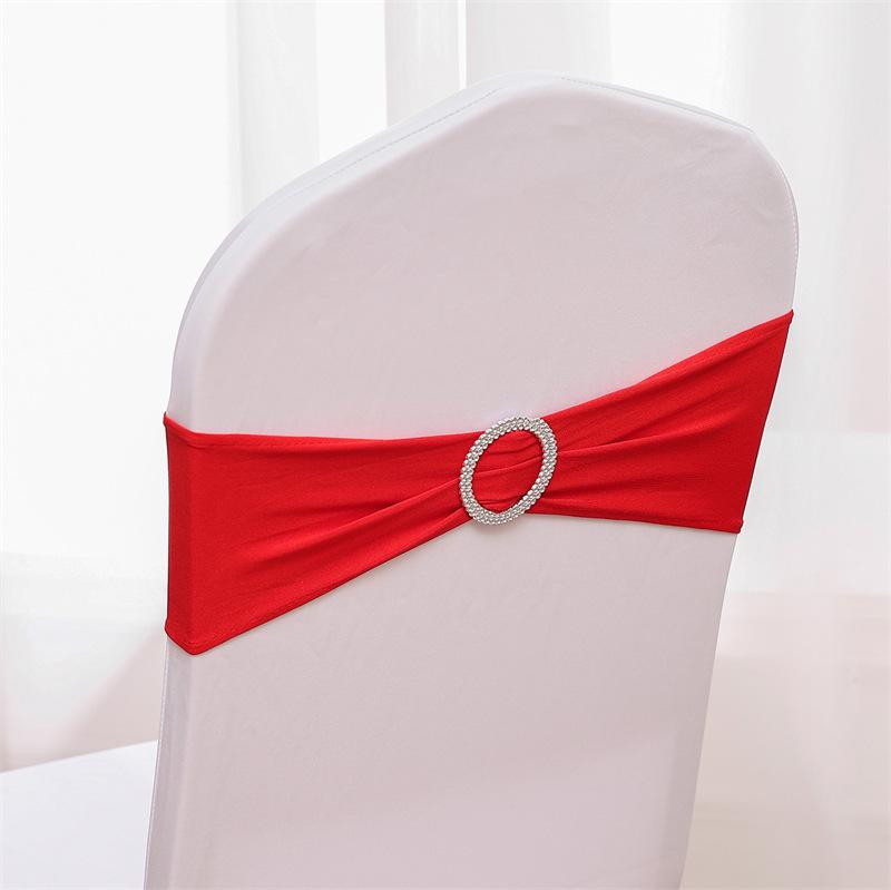 1Pcs Elegant Elastic Chair Back with Floral Bow Universal Chair Cover Buckle Sashes Chair Strap for Wedding Party Decor