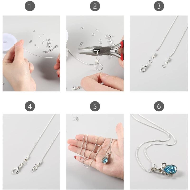 4 Rolls Snake Chains 8 Lobster Clasps 50 Jump Rings 30 Connectors Clasps for Layered Y Necklace Choker Bracelet Jewelry