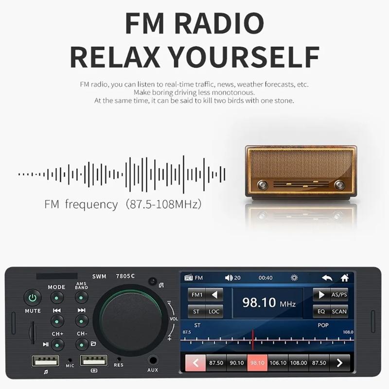 Multimedia Player Receiver Car Stereo Single Din MP5 Player Bluetooth-compatible Car Radio