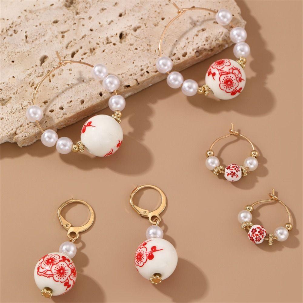 

Серьги Bohemia Pearl Dangle Серьги Керамика Цветок Бисерные Серьги Женщины style 1