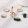 Vintage Emerald Snake-Inspired Diamond-Studded 6-Piece Knuckle Ring Set